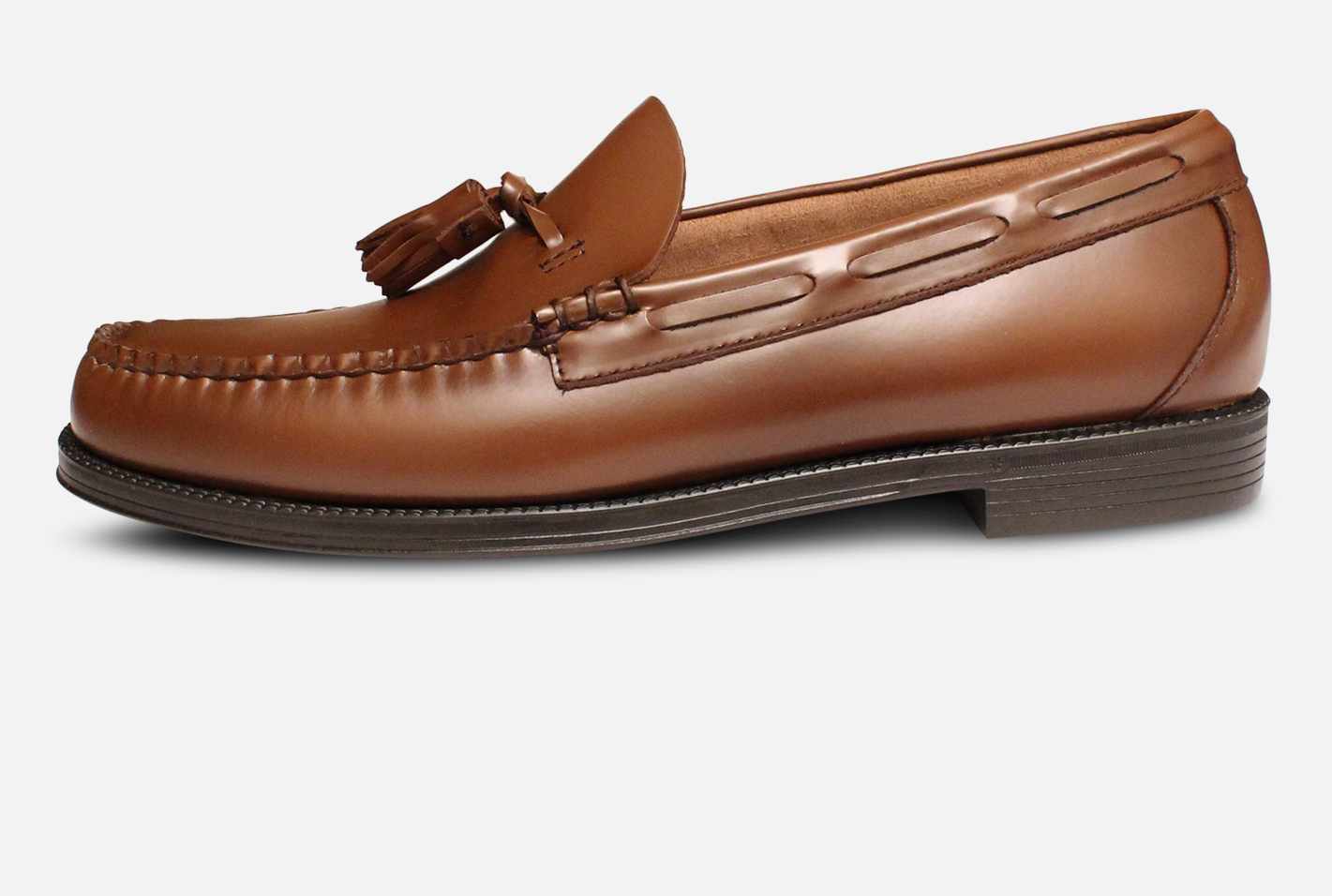 Bass Weejun Mid Brown Rubber Sole Larkin Tassel Loafer