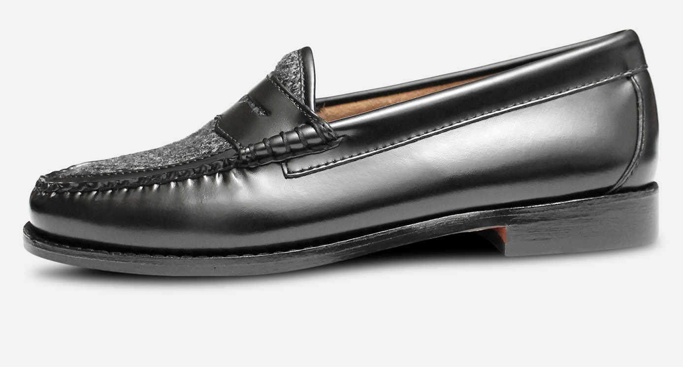 Bass Weejun Harris Tweed Black Womens Penny Loafer Shoe