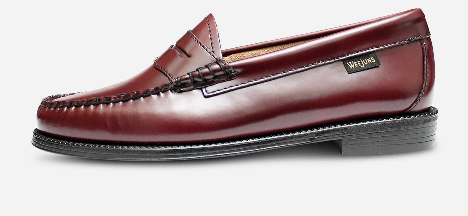 Bass Weejun II Loafers in Wine Leather with Rubber Sole