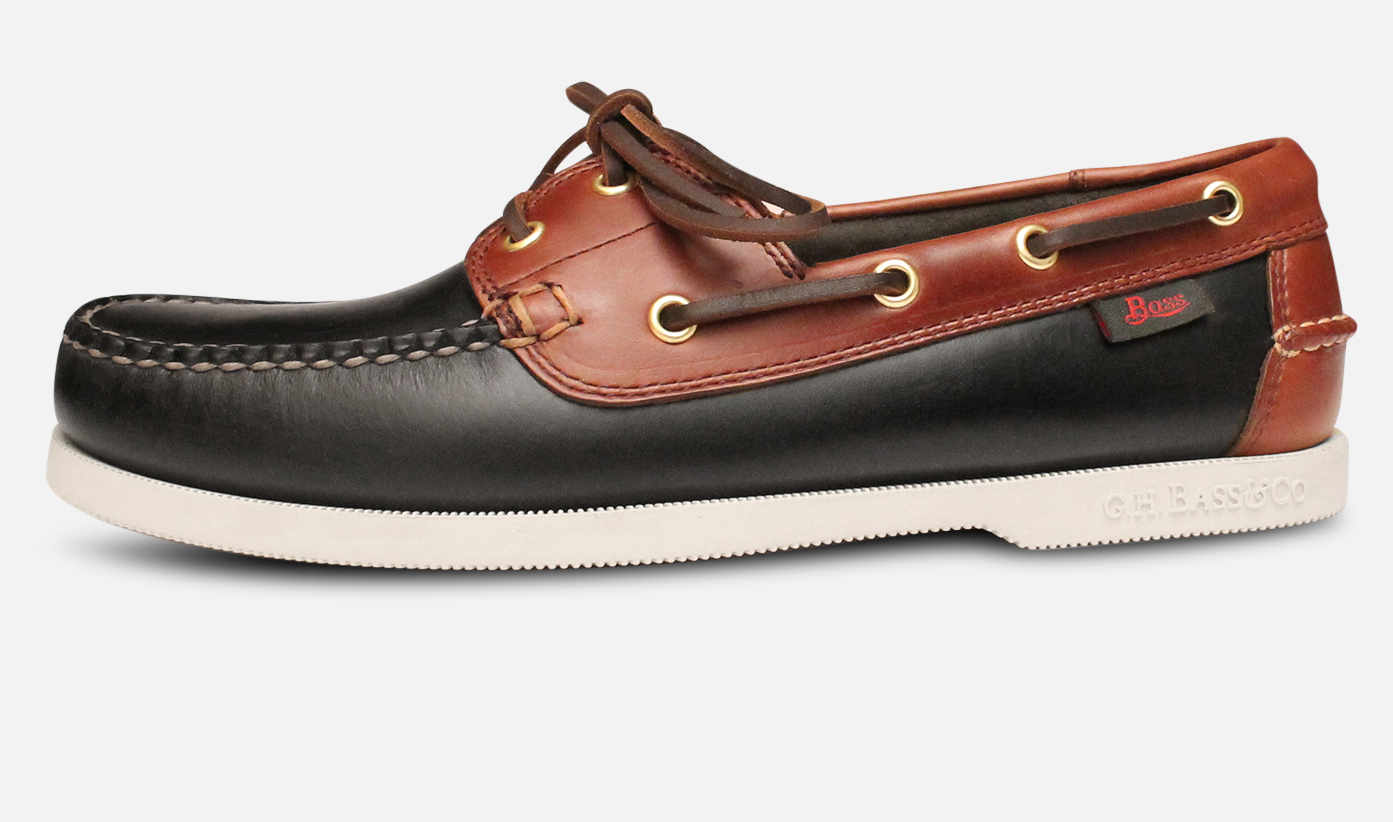Luxury Black & Dark Brown Leather Bass Boat Shoes