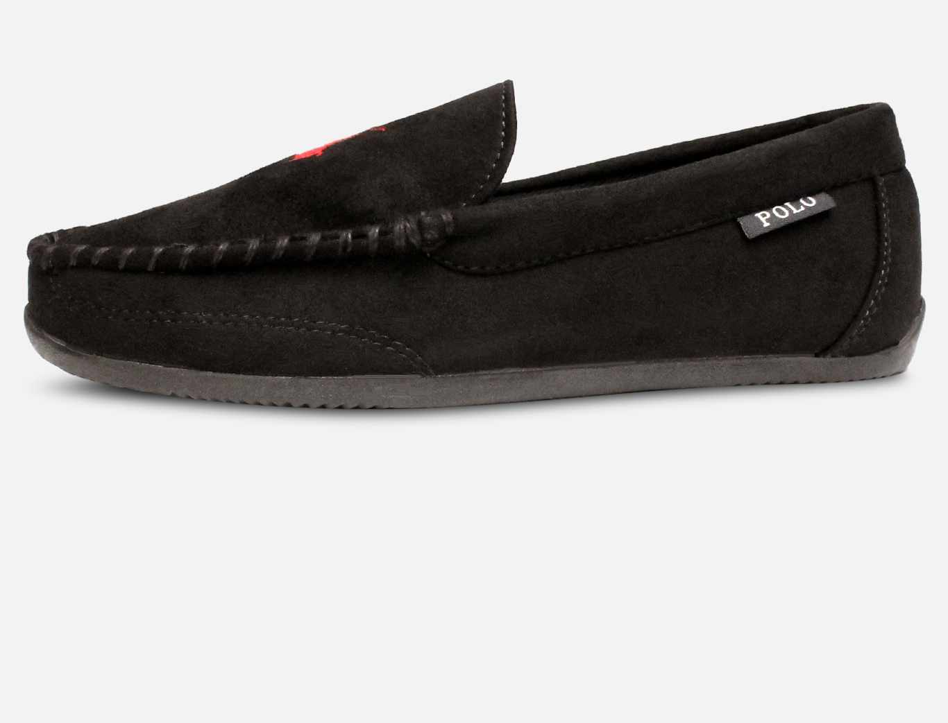 Ralph Lauren Declan II Black with Red Luxury Slippers