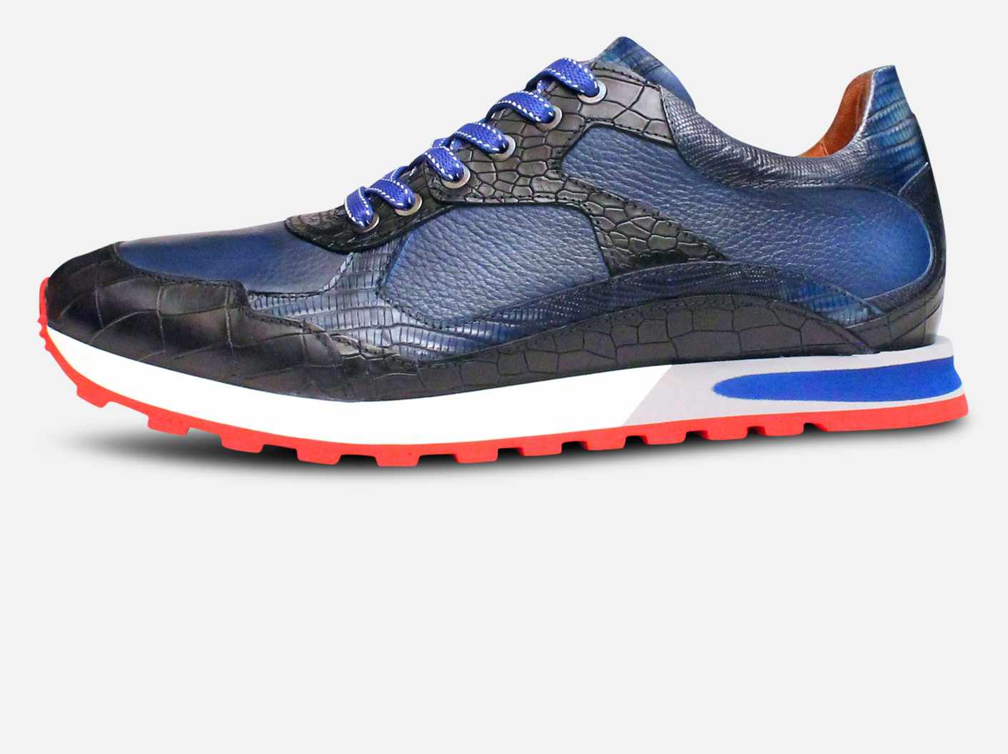 Blue Crocodile Premium Italian Shoes with Red Sole
