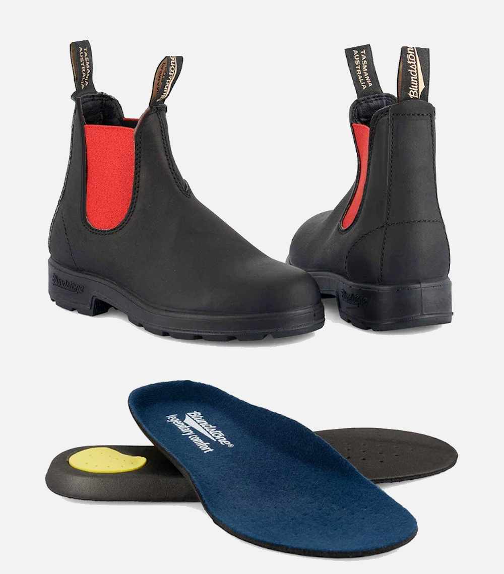 Blundstone Mens Black and Red Chelsea 508 Ankle Boots