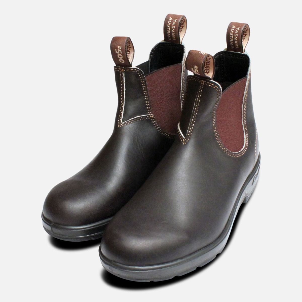 Blundstone MENS Leather Pull On Round Toe Chelsea Boots Browns Size 12.5 Mens Round Toe Stout Brown Blundstone 500 Boots main image 3