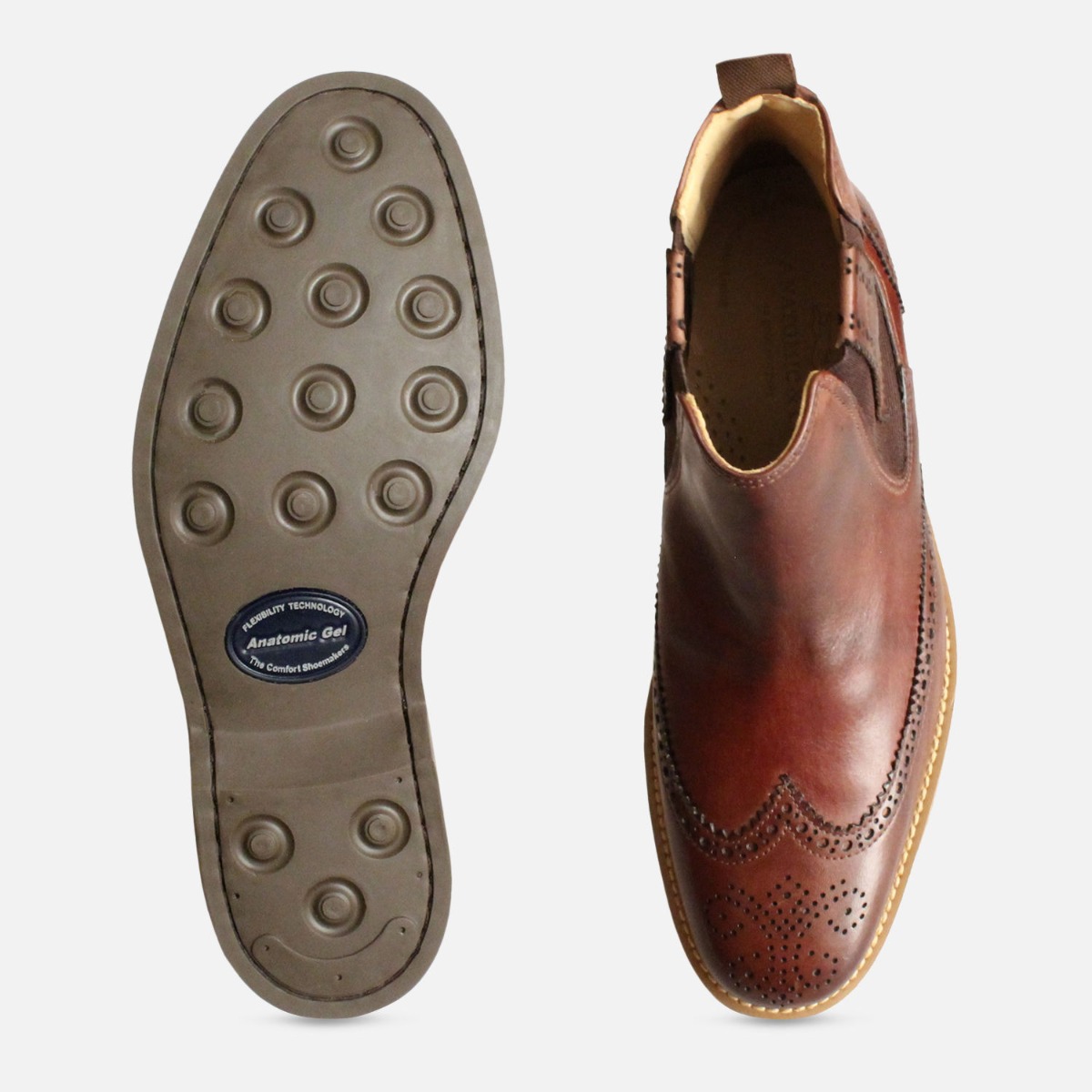 Antiqued Wingcap Brogue Chelsea Boot Anatomic & Co