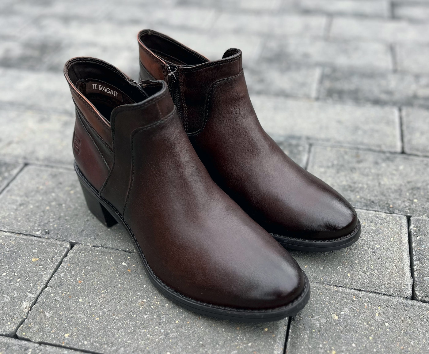 Dark Brown Womens Nappa Leather Heeled Ankle Zip Boot