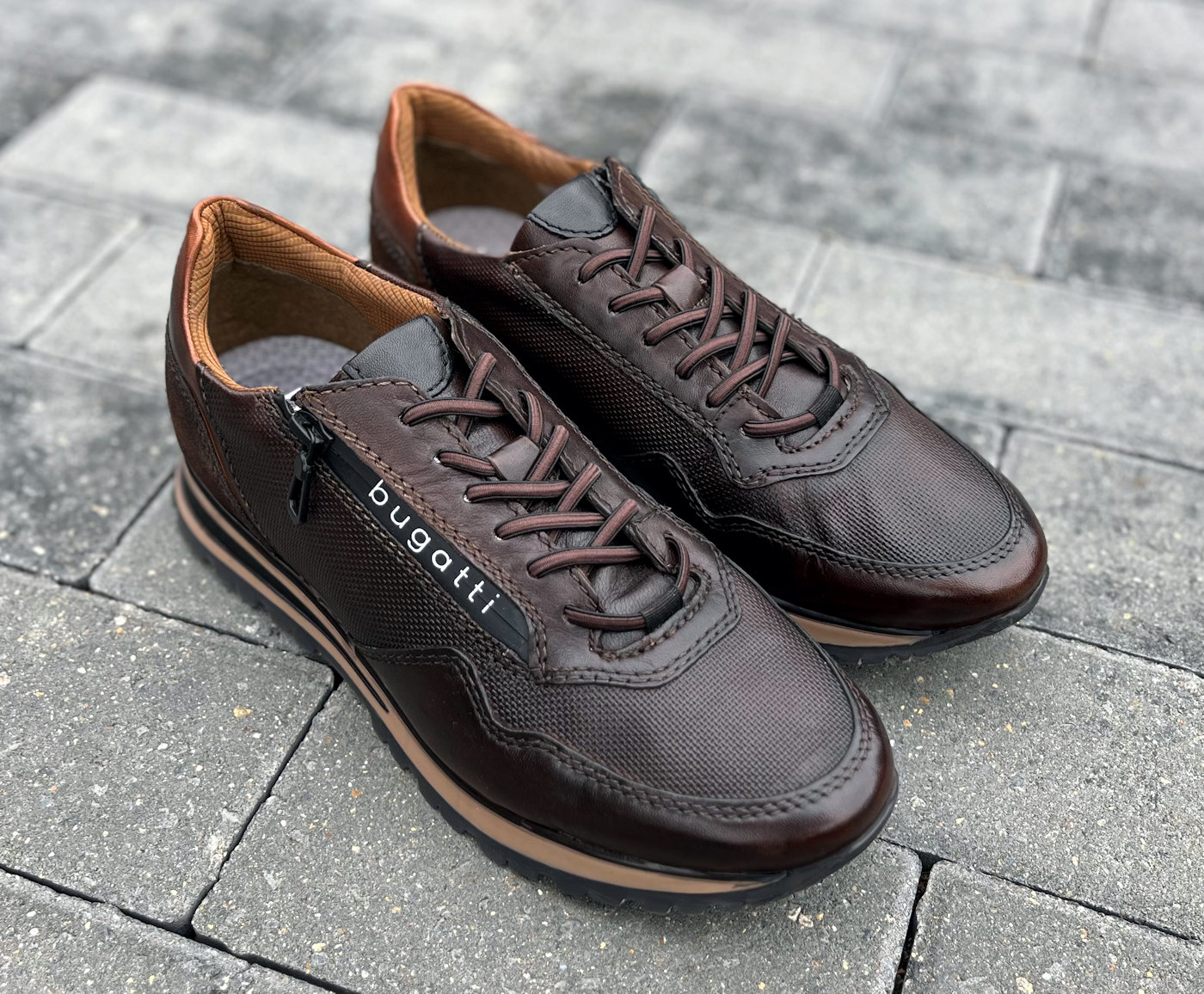 Bugatti Mens Designer Dark Brown Rubber Sole Training Shoes