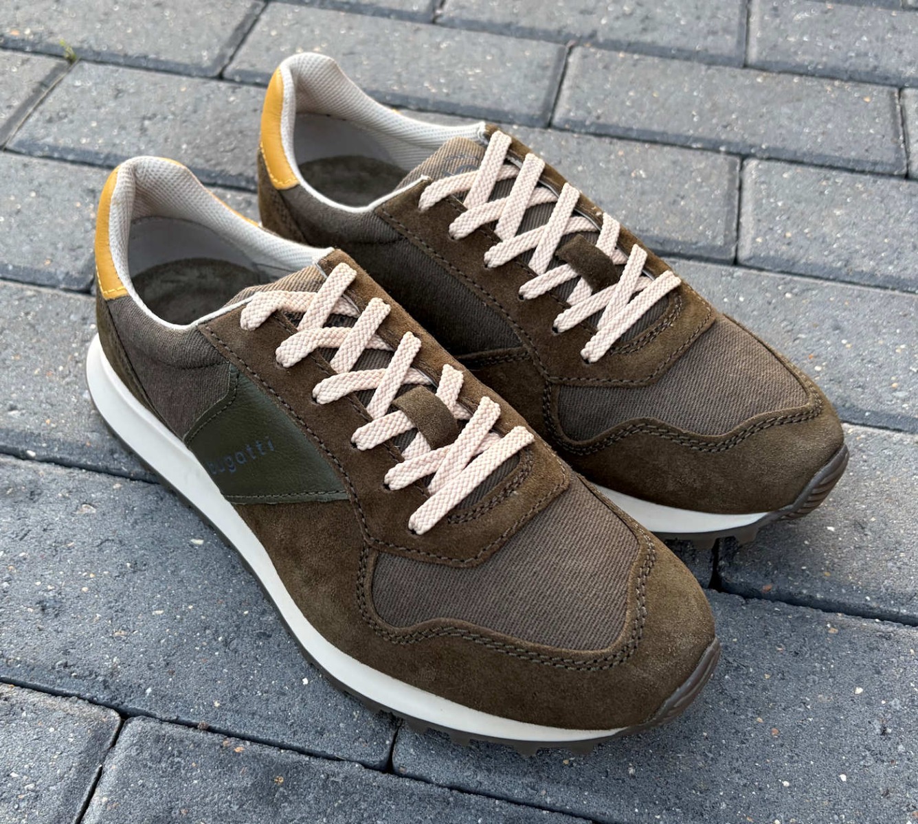 Bugatti Mens Dark Green Suede Designer Training Shoes