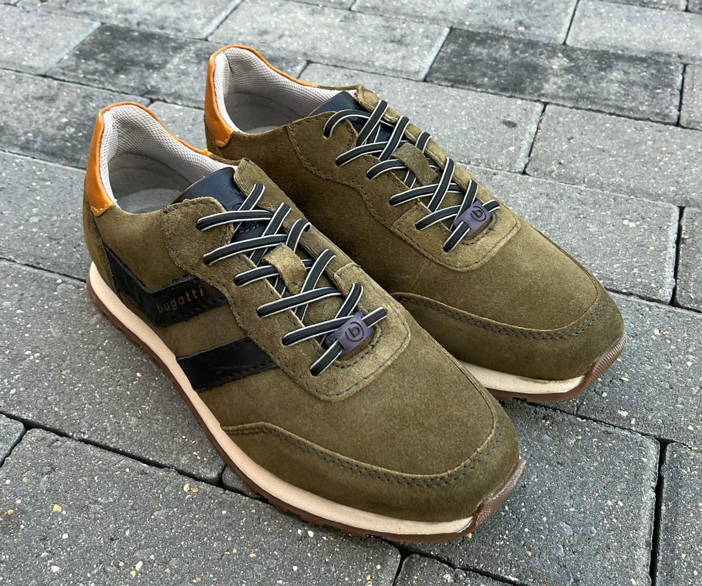 Bugatti Dark Green Suede Designer Lace Up Training Shoe