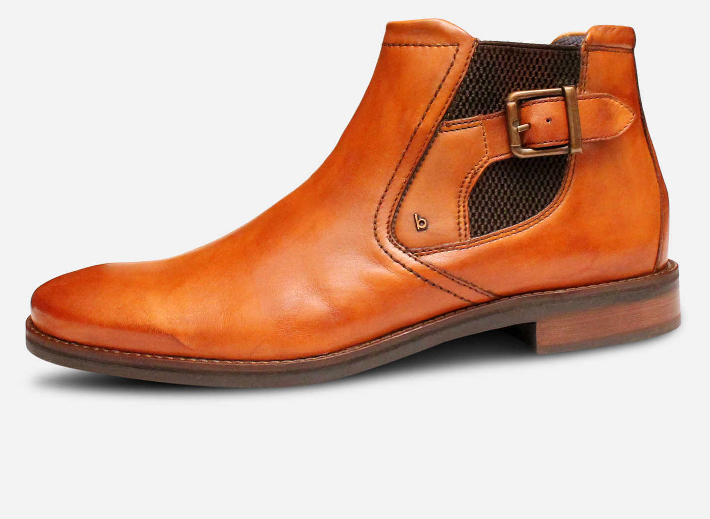 Bugatti Designer Buckle Zip Demi Boots in Light Brown