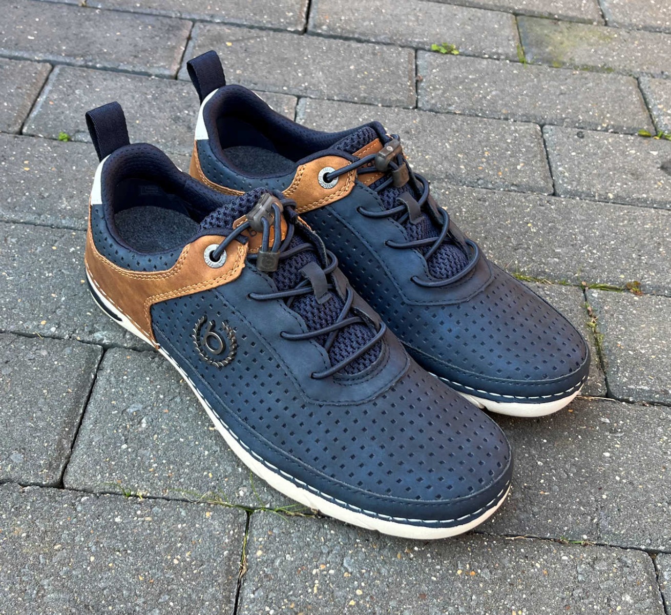 Bugatti Navy Blue Suede Tan Leather Designer Training Shoe