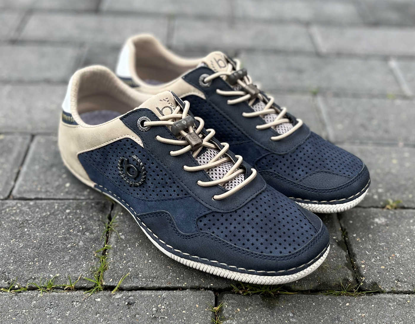 Bugatti Navy Blue Suede Leather Designer Casual Shoes