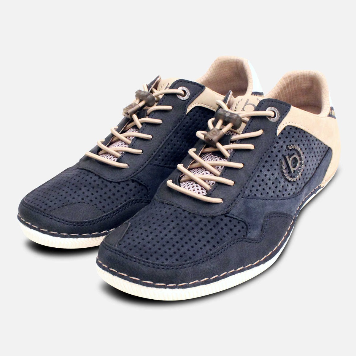 Bugatchi Navy Suede Lace-Up Shoes Bugatti Navy Blue Suede Leather Designer Casual Shoes main image 4