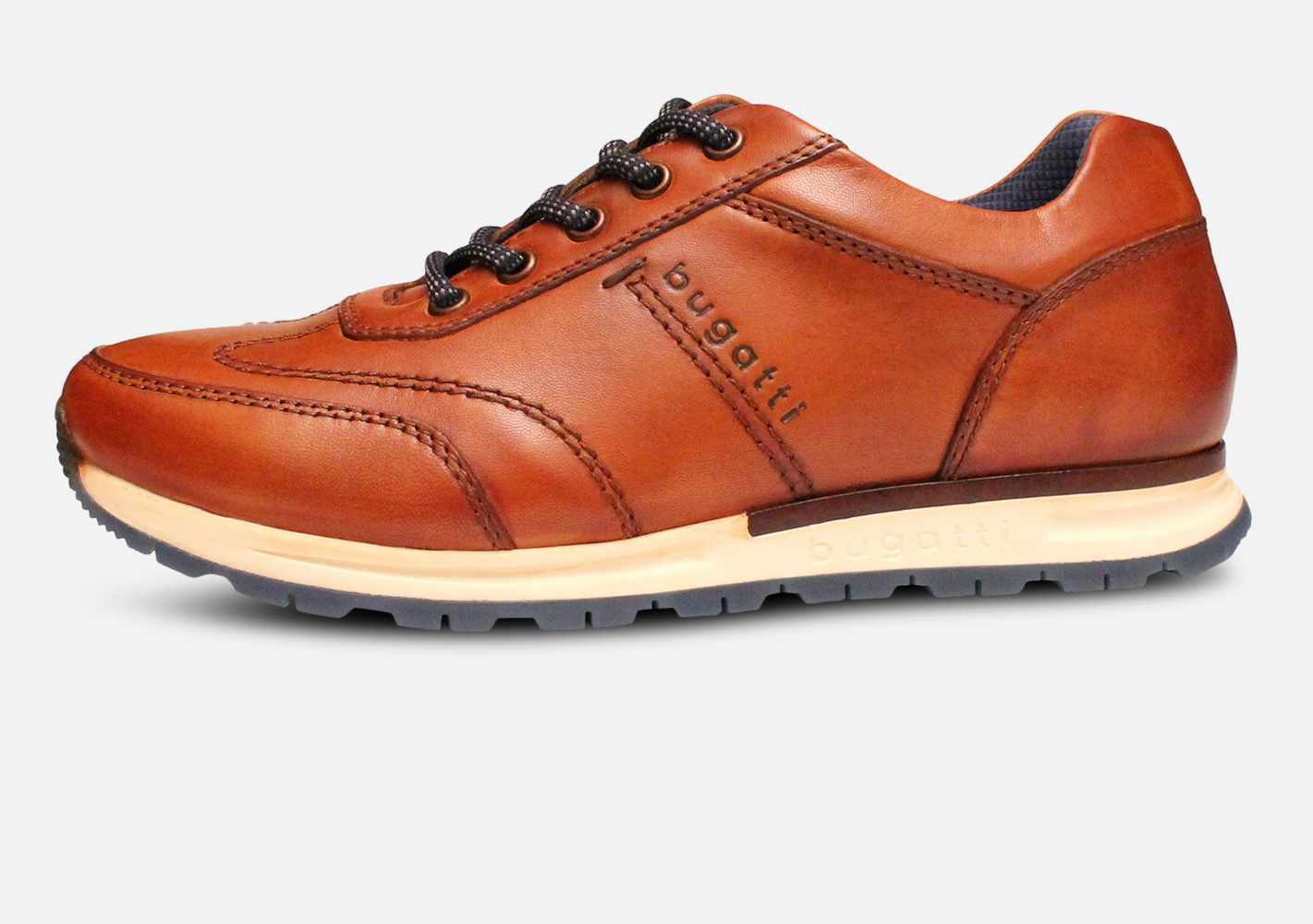 Bugatti Designer Mens Casual Shoes in Brown Leather