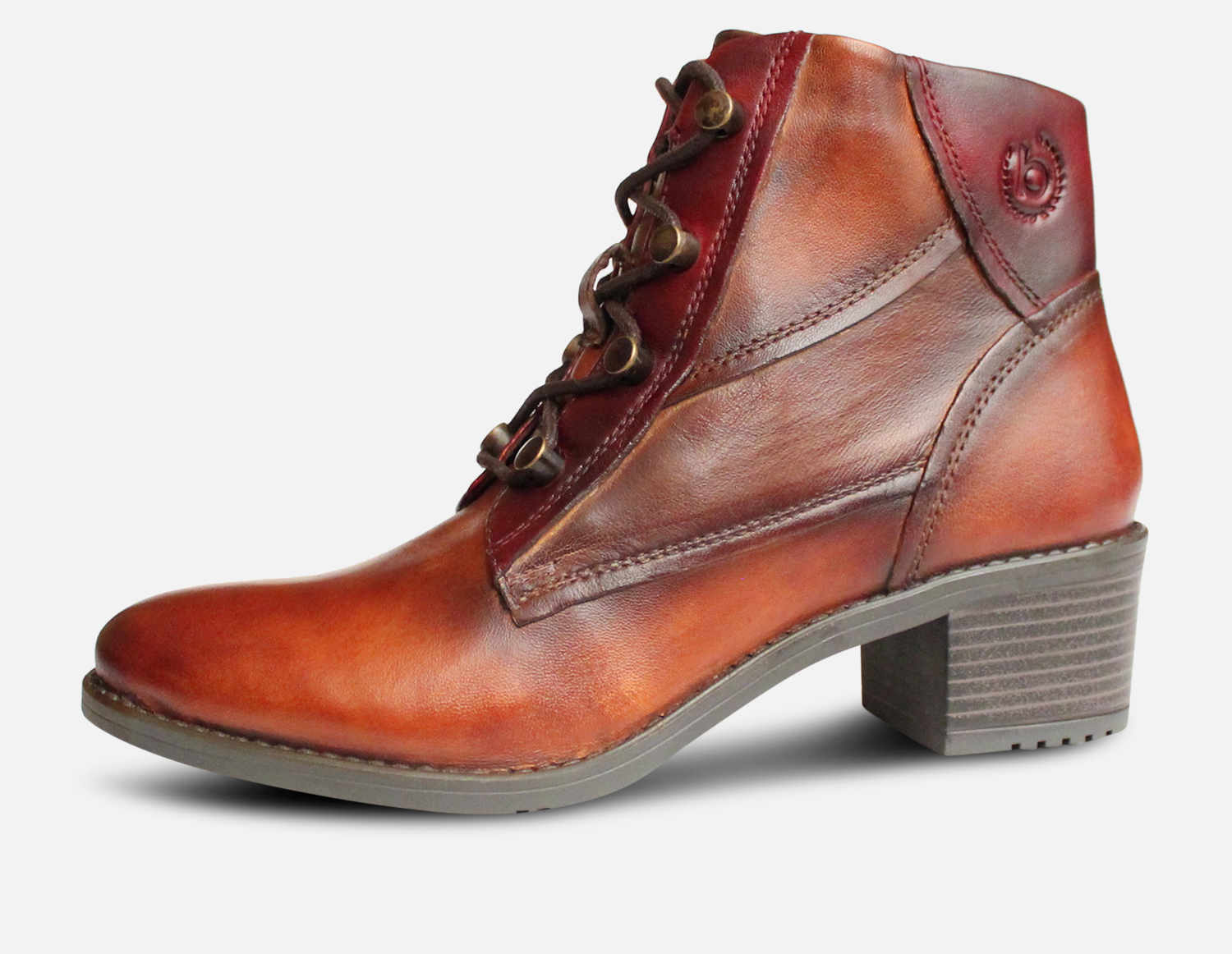 Womens Bugatti Ankle Bootie in Cognac Brown Leather