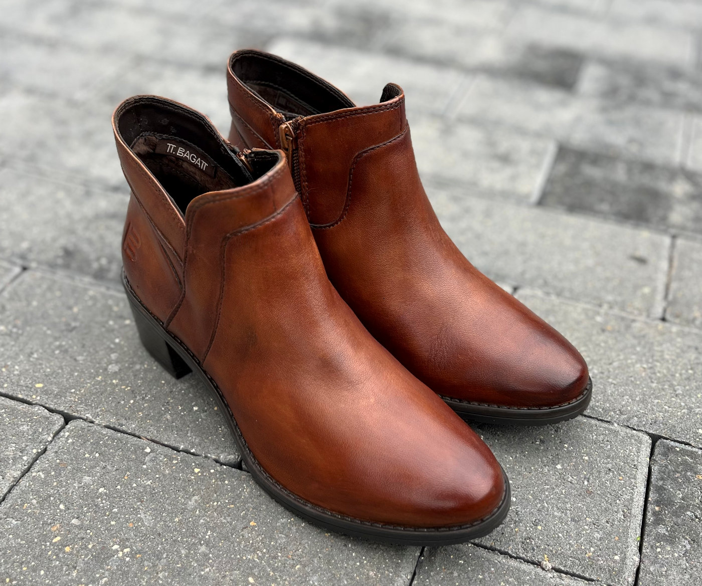 Light Brown Nappa Leather Heeled Ankle Zip Boots