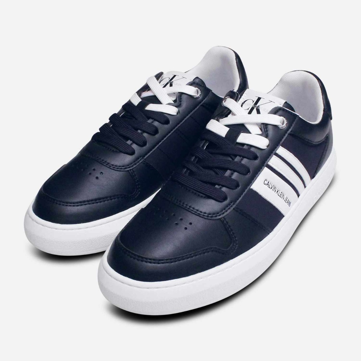 Calvin Klein Dark Navy Lace Up Designer Cupsole Shoes display picture 3
