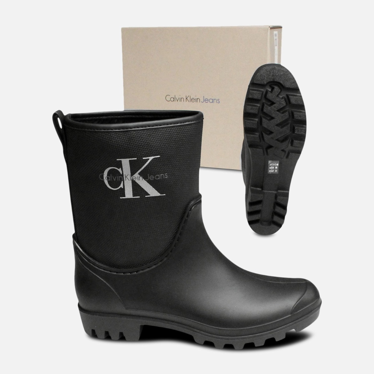 Calvin Klein Black Philippa Rubber Wellington Boots