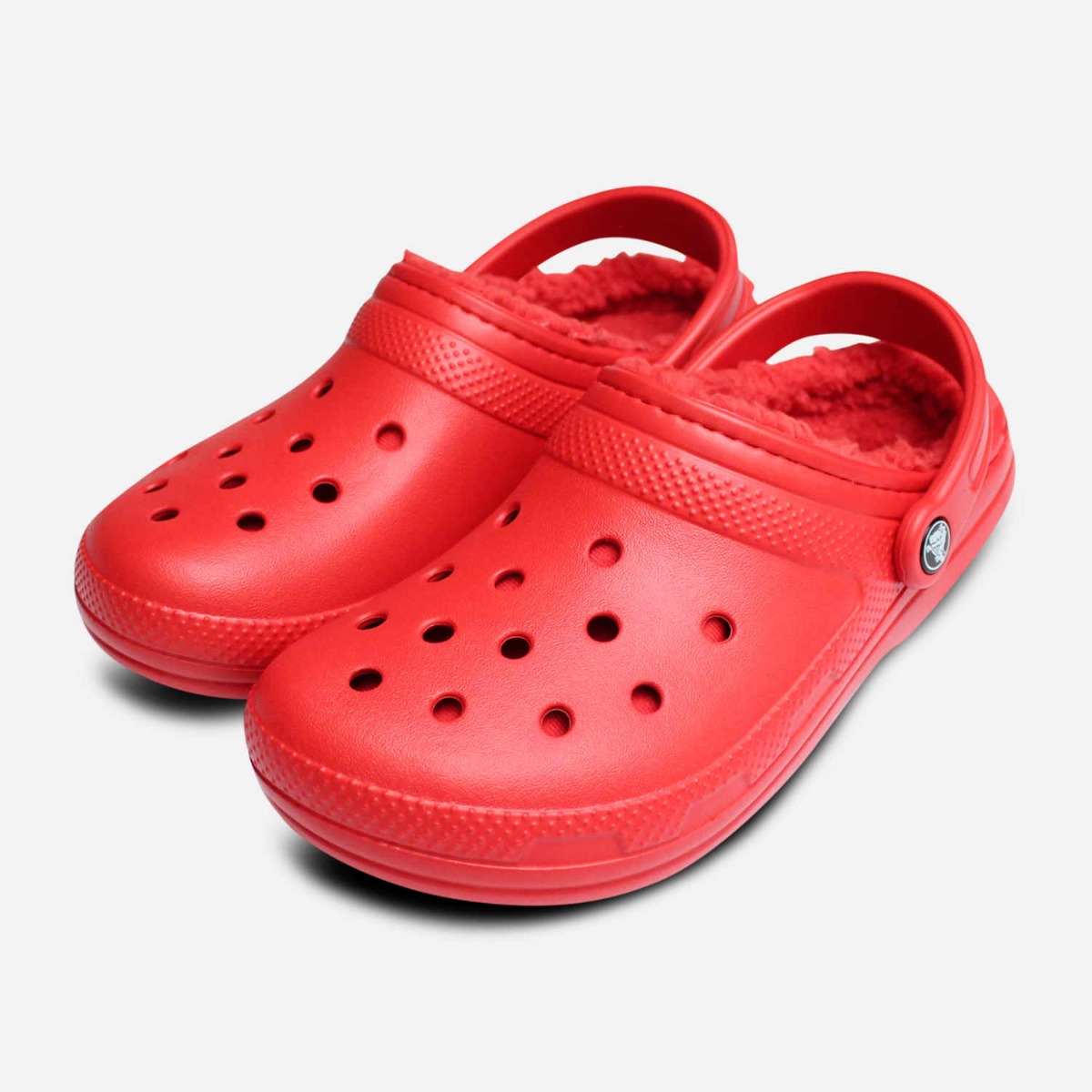 CROCS Red Faux-Fur Lined Clogs with Black Strap and Gold Buckle s-l1200.jpg main image 2