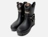 Barbour Gold Harness Black Rubber Platform Welly Boots