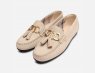 Barbour Light Cream Nubuck Tassel Loafer with Gold Trim