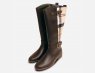 Barbour Double Buckle Dark Brown Tartan Womens Riding Boot