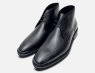 John White Premium Black Polished Rubber Sole Chukka Boots