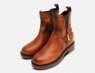 Ladies Antique Tan Bagatt Buckle Chelsea Boots With Zip