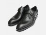 Black Snakeskin Effect Buckle Monk Shoes