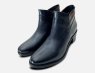 Navy Blue Leather Womens Heeled Ankle Zip Boots
