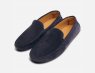 Dark Navy Blue Suede Italian Driving Shoe Moccasins