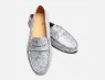 Ladies Silver Flower Italian Driving Shoe Moccasins