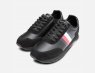 Tommy Hilfiger Corporate Black Leather Mens Sneakers