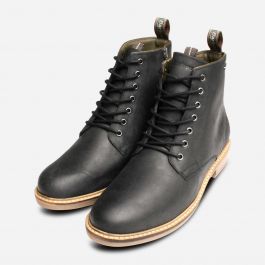 BARBOUR Round Toe Black Waxy Seaham Lace & Zip Boots Barbour Round Toe Black Waxy Seaham Lace & Zip Boots main image 4