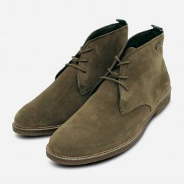 Barbour Olive Green Suede Lace Up Chukka Boots display picture 2