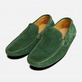 Green Suede Designer Driving Shoes display picture 3