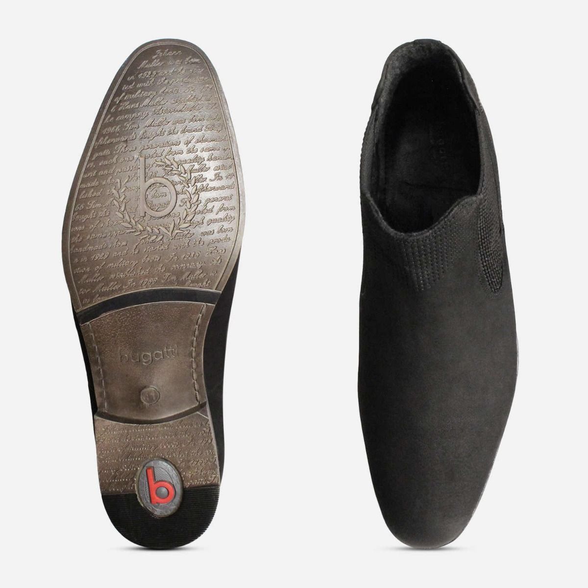 Matt Black Nubuck Leather Bugatti Beatle Boots for Men