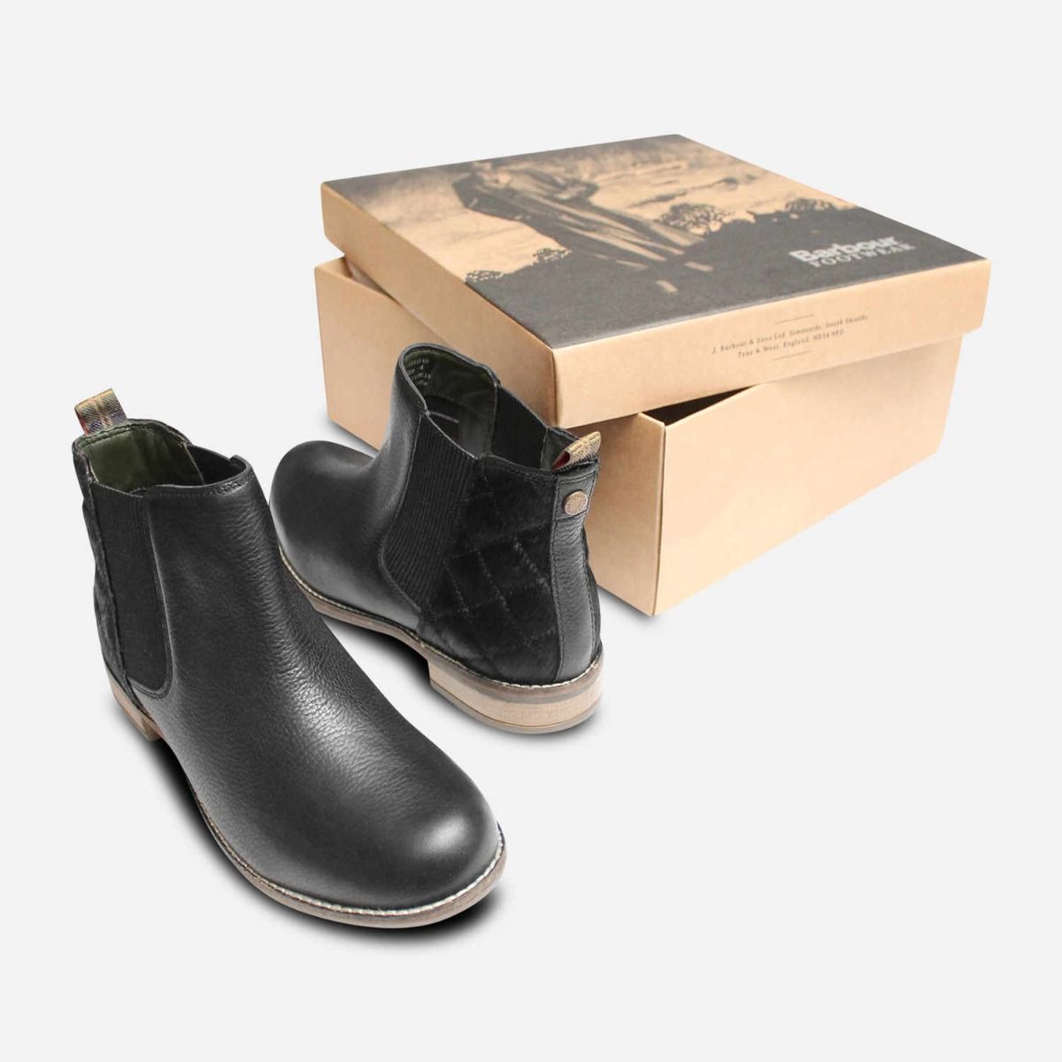 Barbour Abigail Black Pony Skin Quilted Chelsea Boots