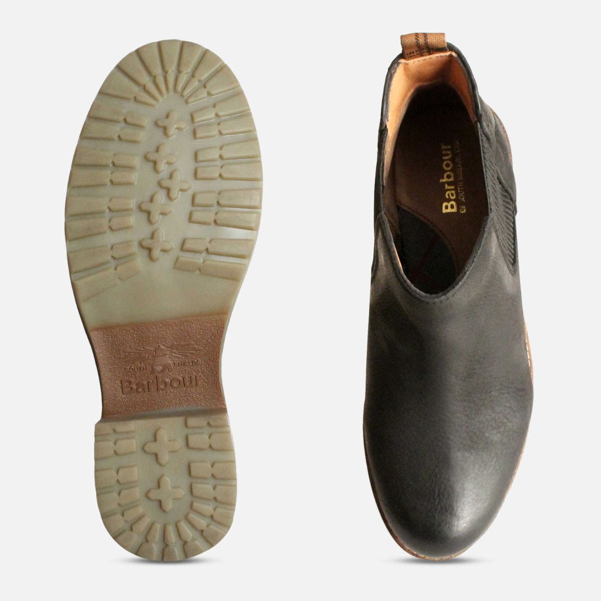 Barbour Abigail Quilted Chelsea Boots in Black Leather