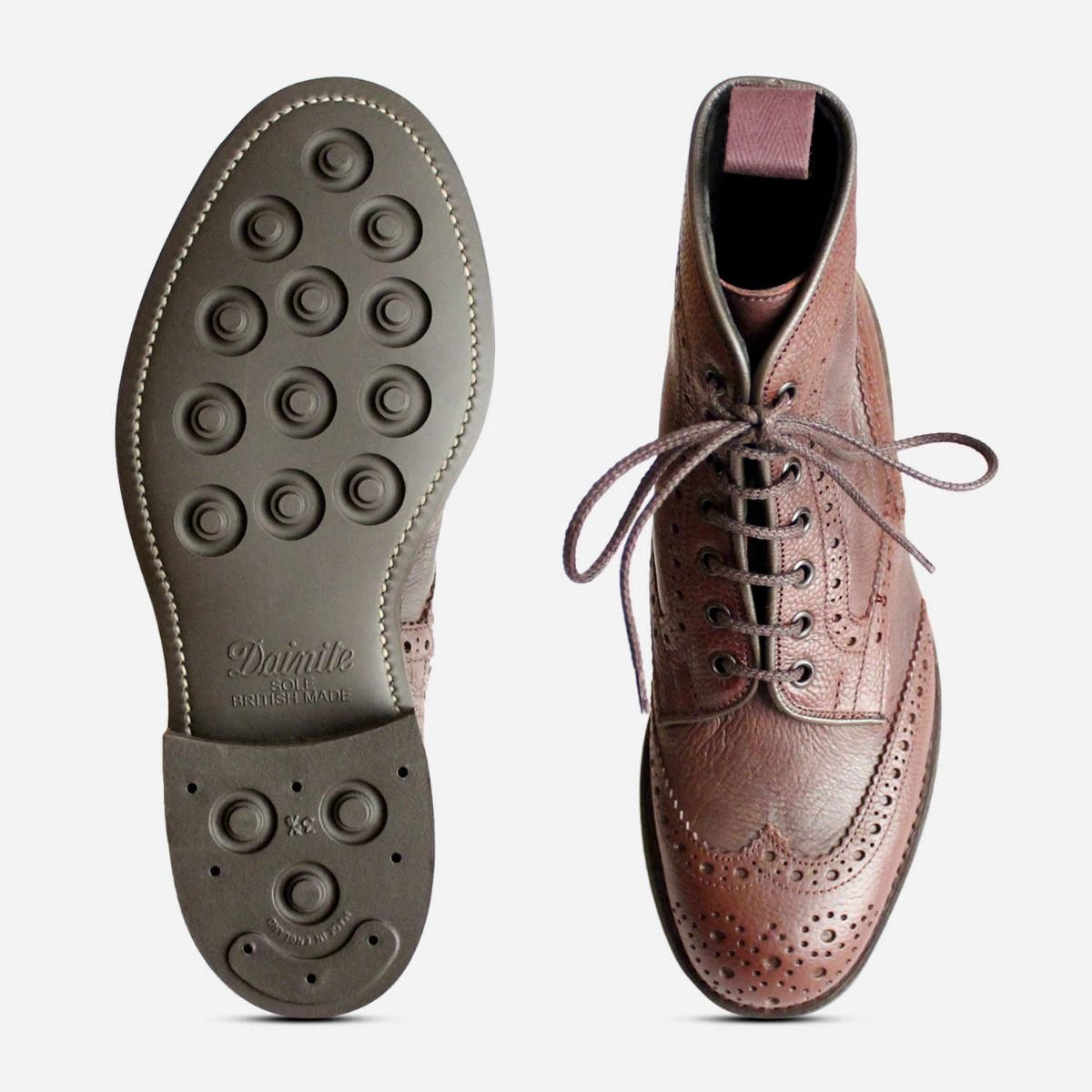 Trickers Brown Two Tone Deerskin Boots with Dainite Sole