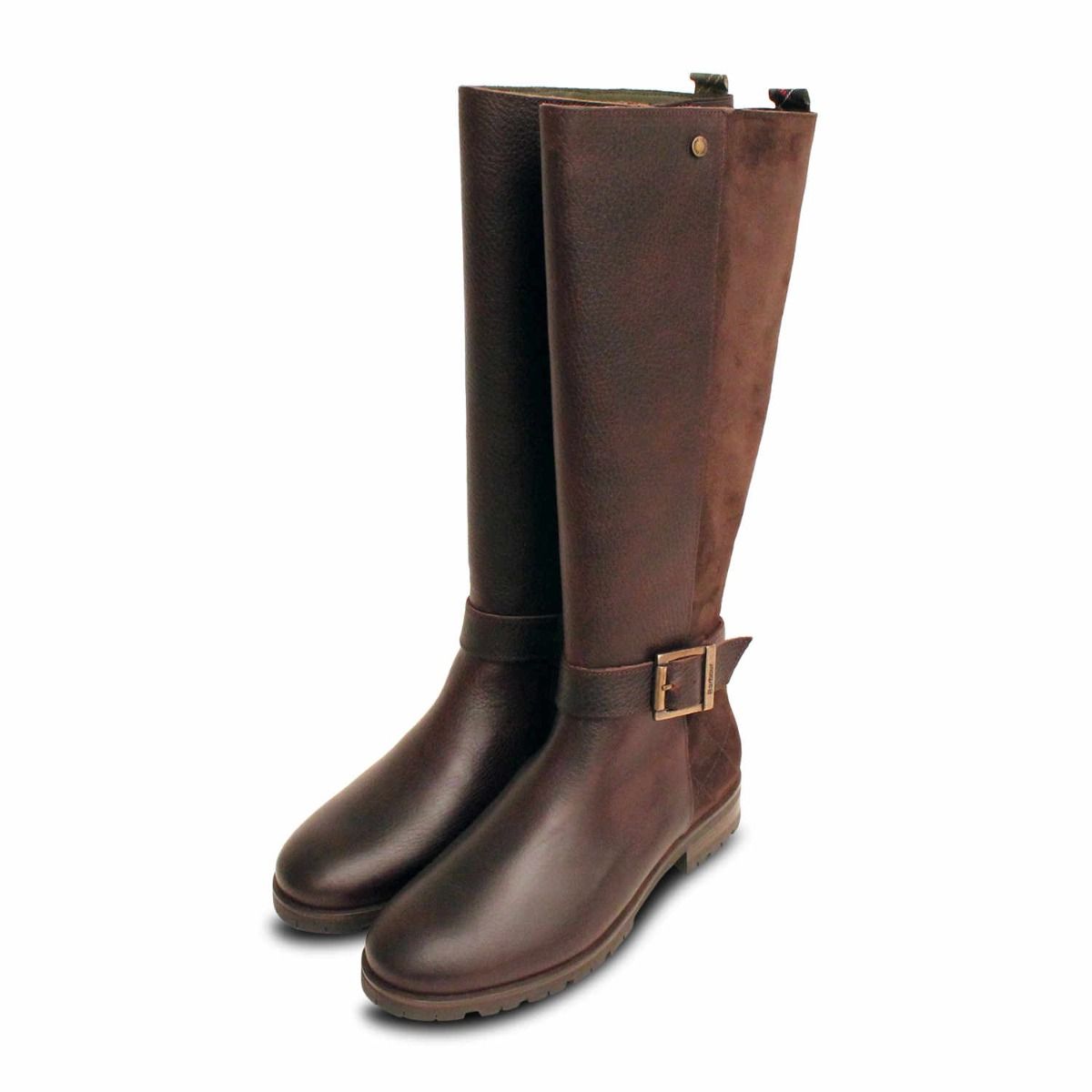 Barbour Designer Knee High Zip Boot In Dark Brown
