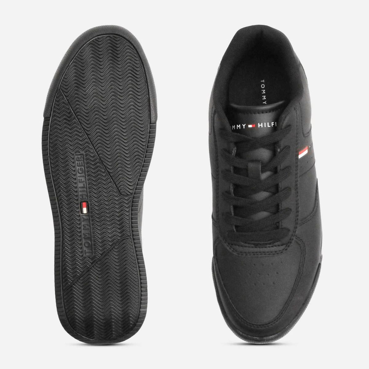 Tommy Hilfiger All Black Leather Designer Shoes