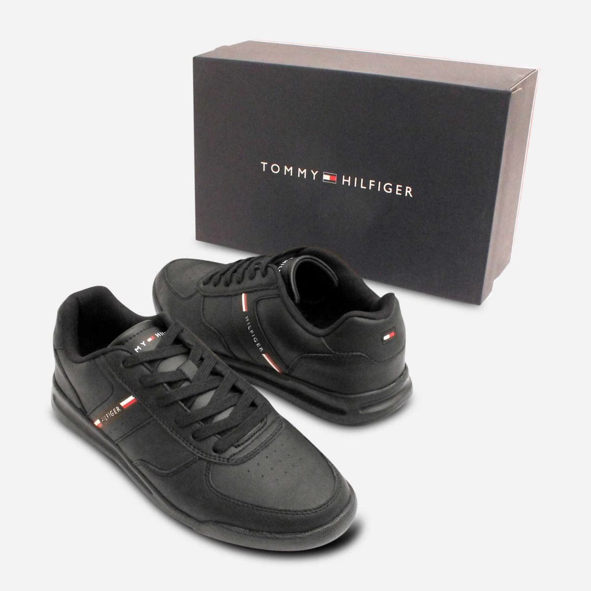 Tommy Hilfiger All Black Leather Designer Shoes