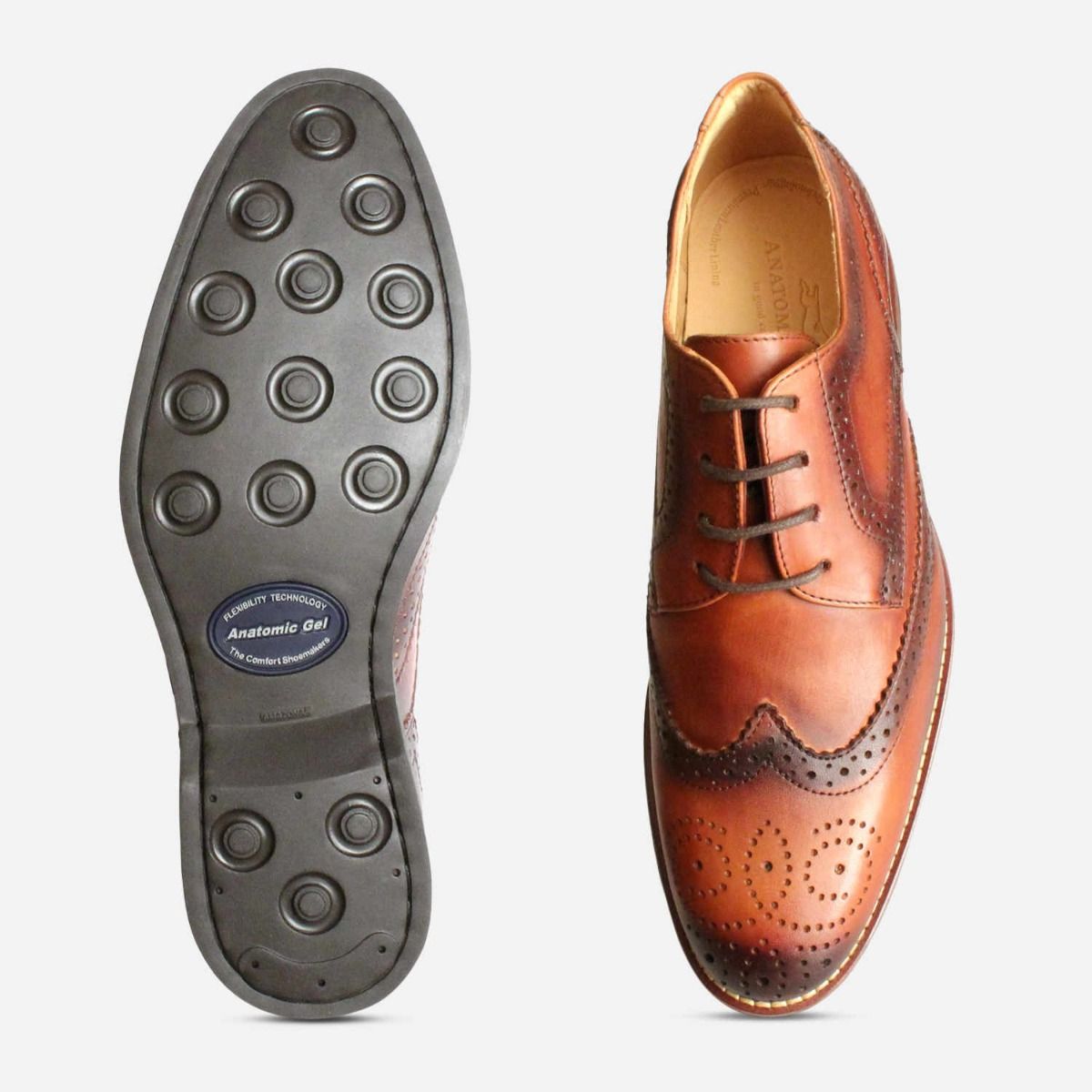 Brushed Tan Mens Wingtip Brogues by Anatomic Shoes