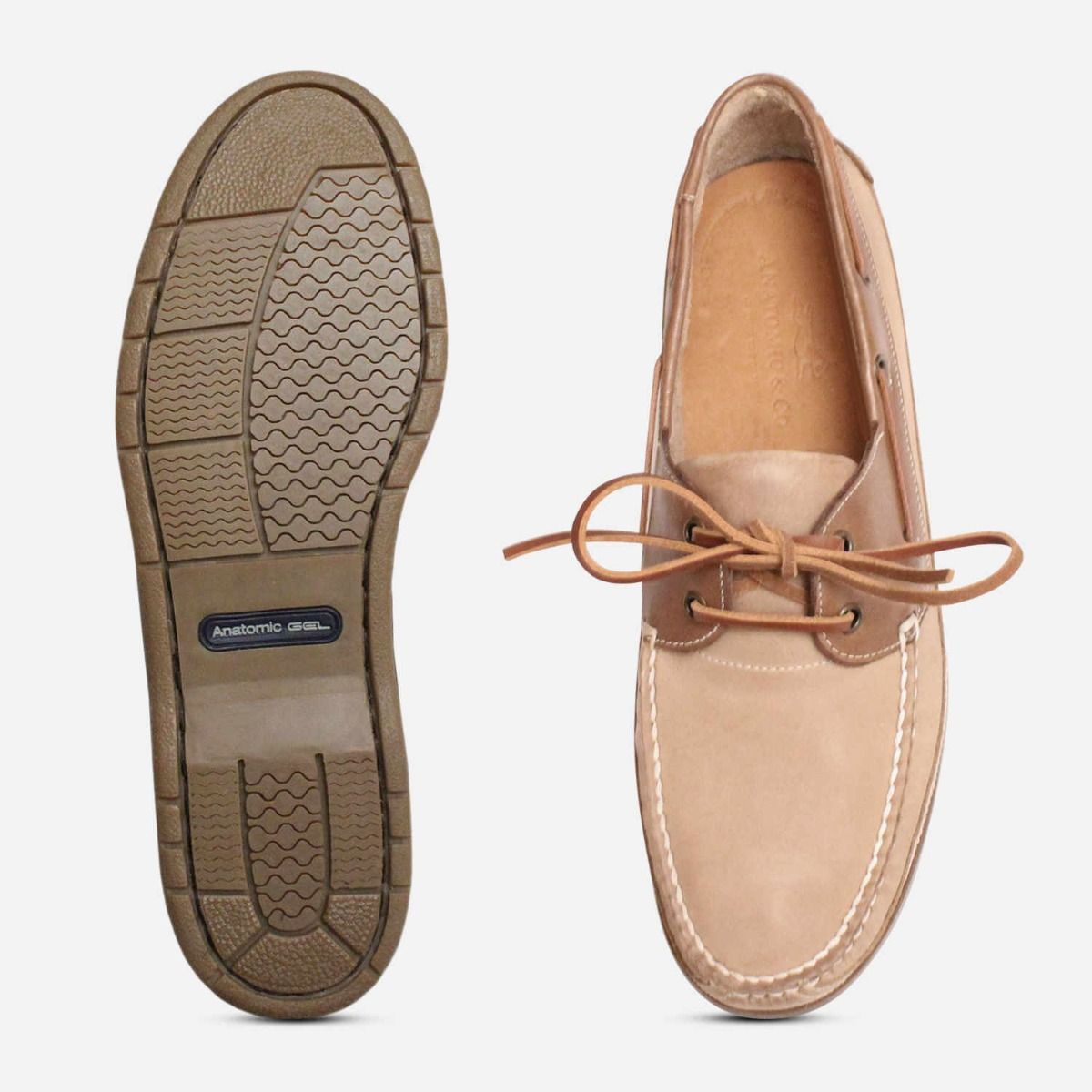 Anatomic & Co Light Beige Comfort Boat Shoes for Men