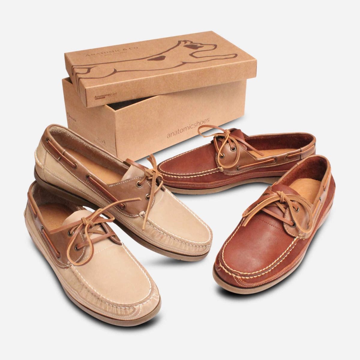 Anatomic & Co Light Beige Comfort Boat Shoes for Men