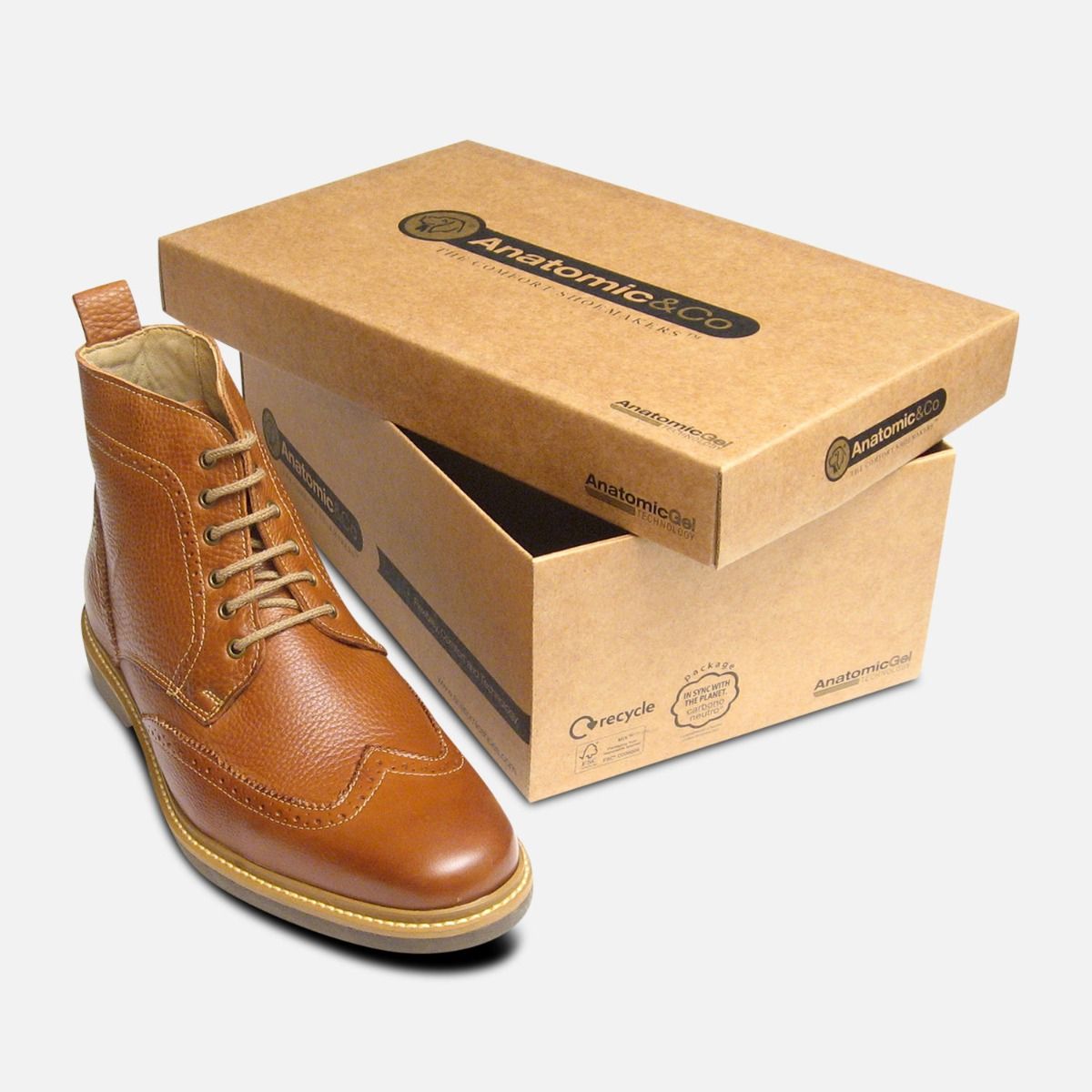 Antique Cognac Tan Nova Lace Up Mens Boot by Anatomic & Co