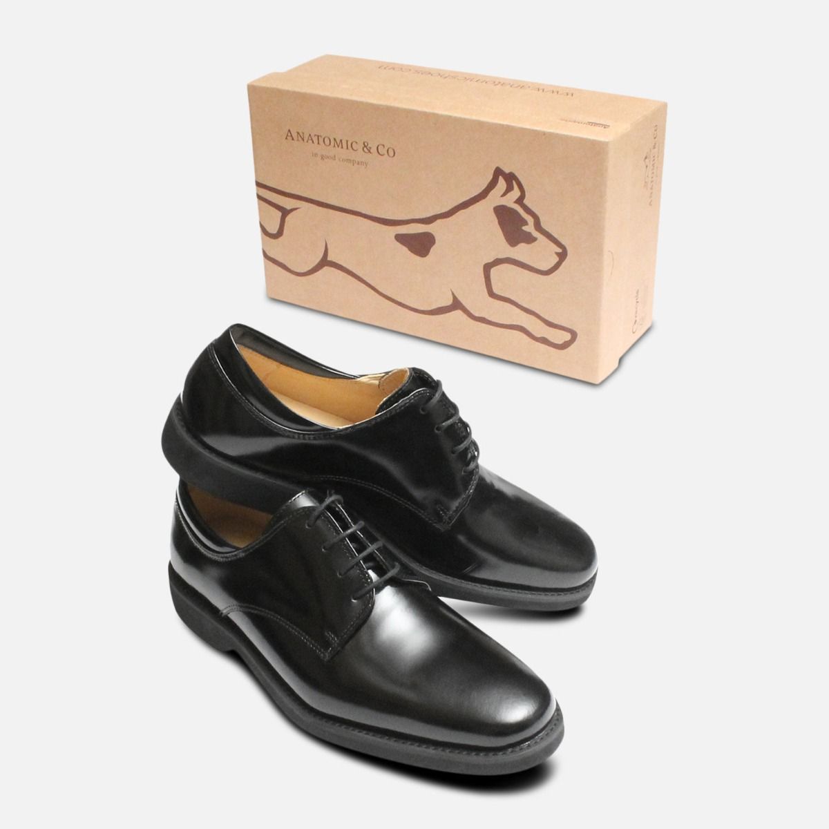 Anatomic & Co Black Polished Lace Up Shoes