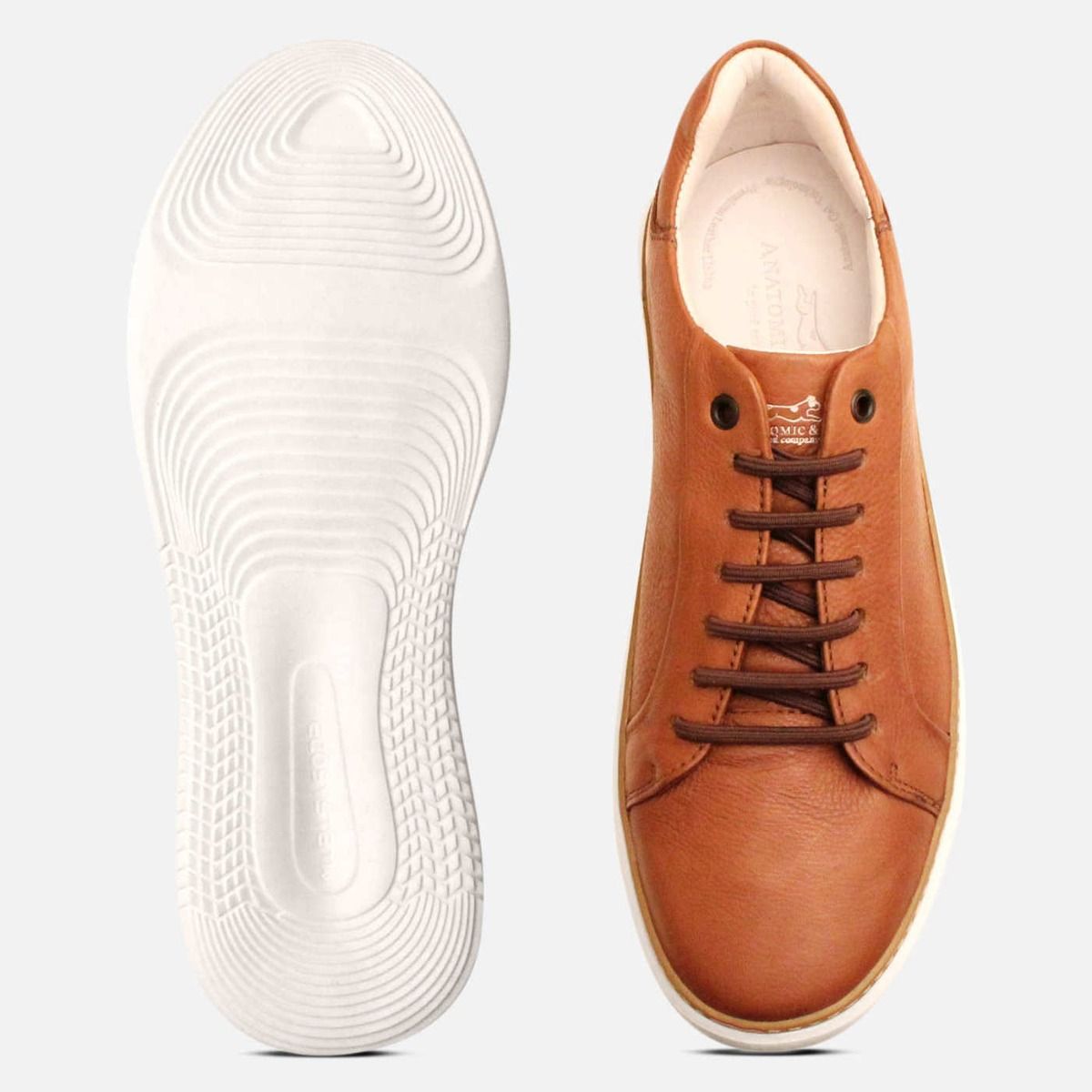 Anatomic Comfort Lace Up Training Shoes in Light Brown Leather