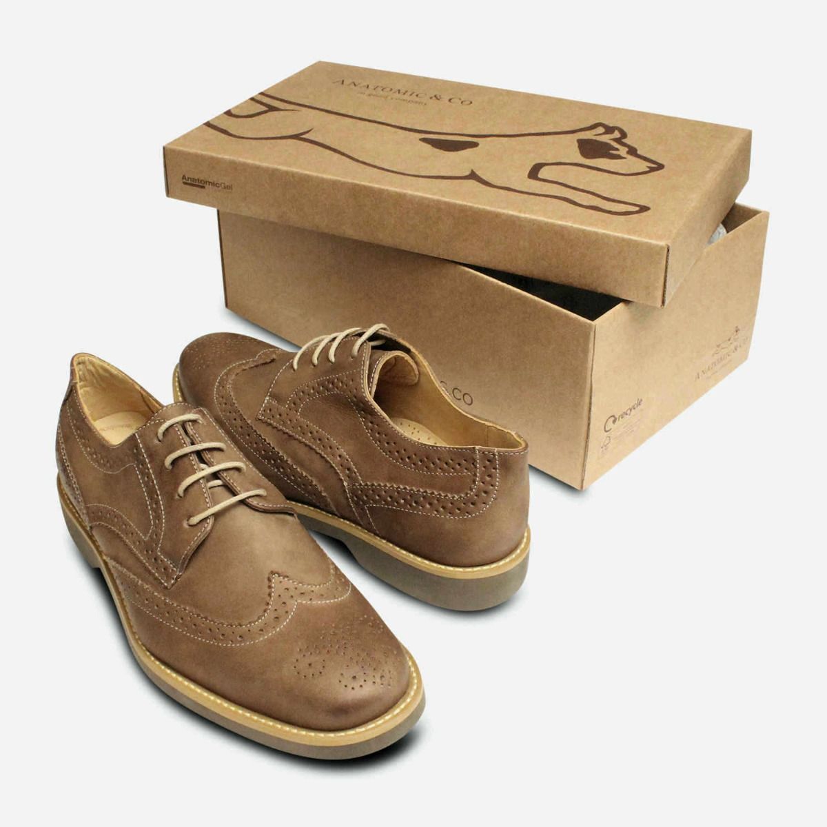 Anatomic & Co Brown Olive Comfort Lace Up Brogues